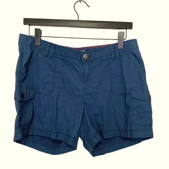 Natural Reflections 100% Cotton Mid Rise Flat Front Blue  Shorts - Picture 1 of 7